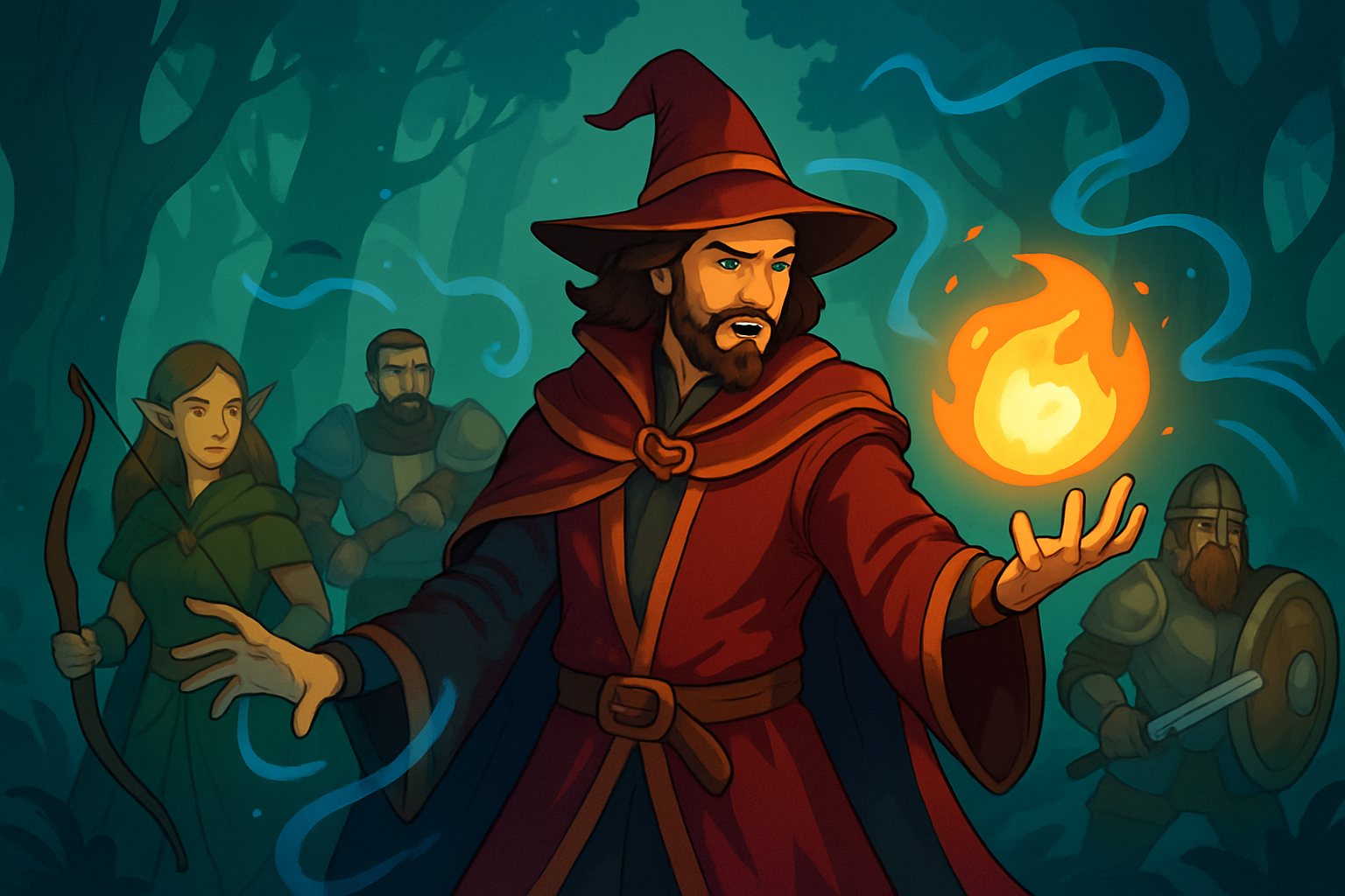 Illustration of a Sorcerer casting spells in a fantasy setting, capturing the essence of spontaneous arcane magic in D&D 3.5