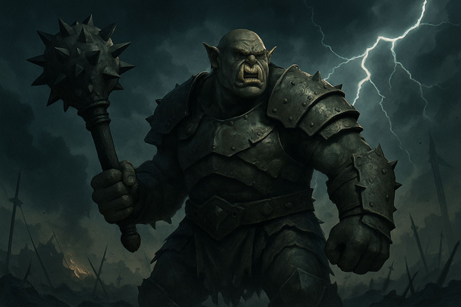 A powerful Dragonlance Ogre Titan in battle, showcasing immense size and menacing weaponry