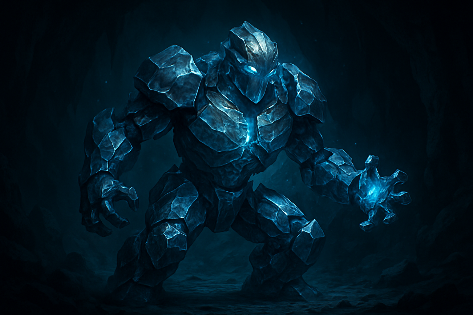 A detailed fantasy depiction of a cold iron elemental engaged in battle, showcasing its metallic composition and elemental energy.