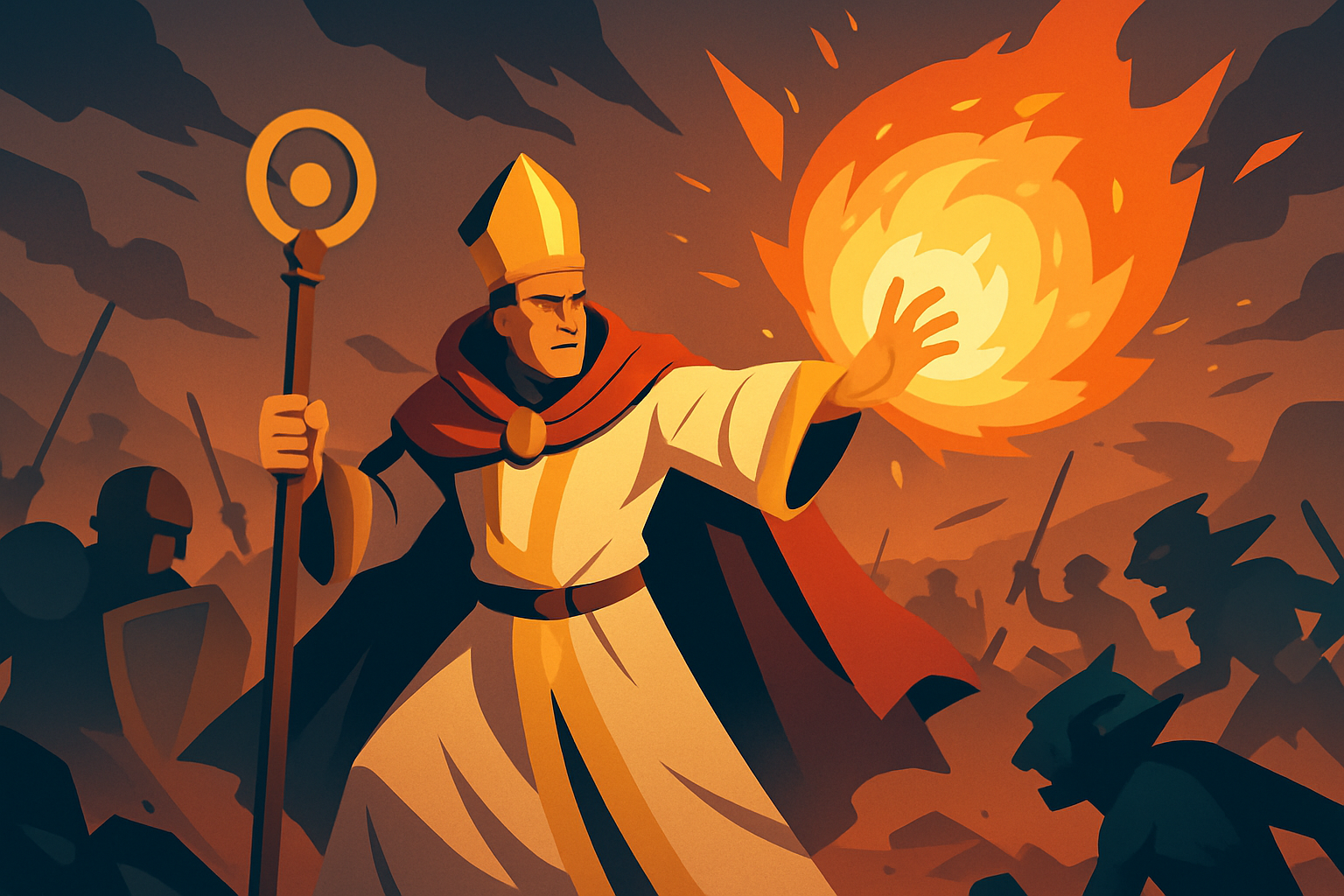 Artwork depicting a Destruction Domain cleric unleashing their powerful destructive magic in combat.
