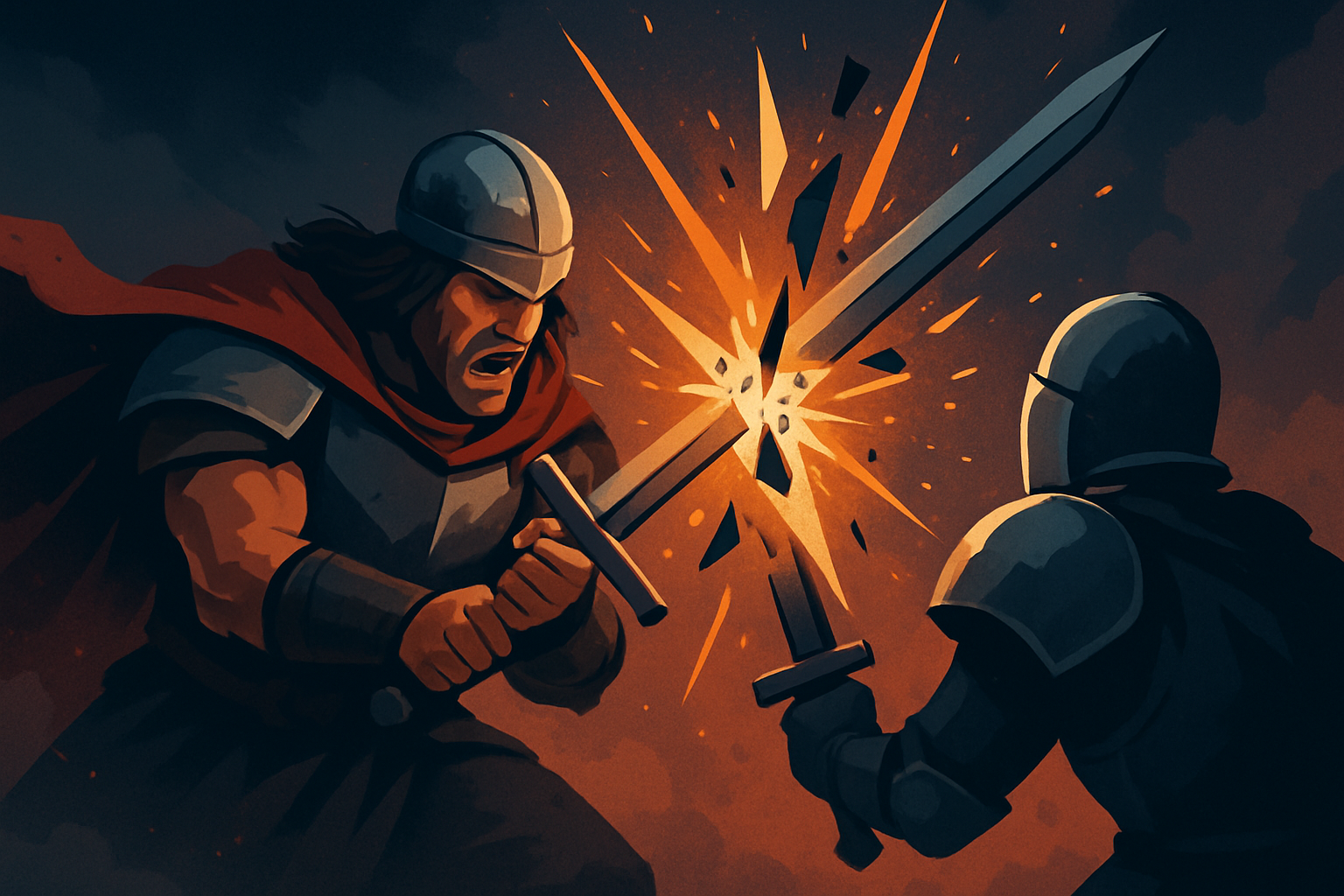 Illustration of a character using Greater Sunder to break an enemy