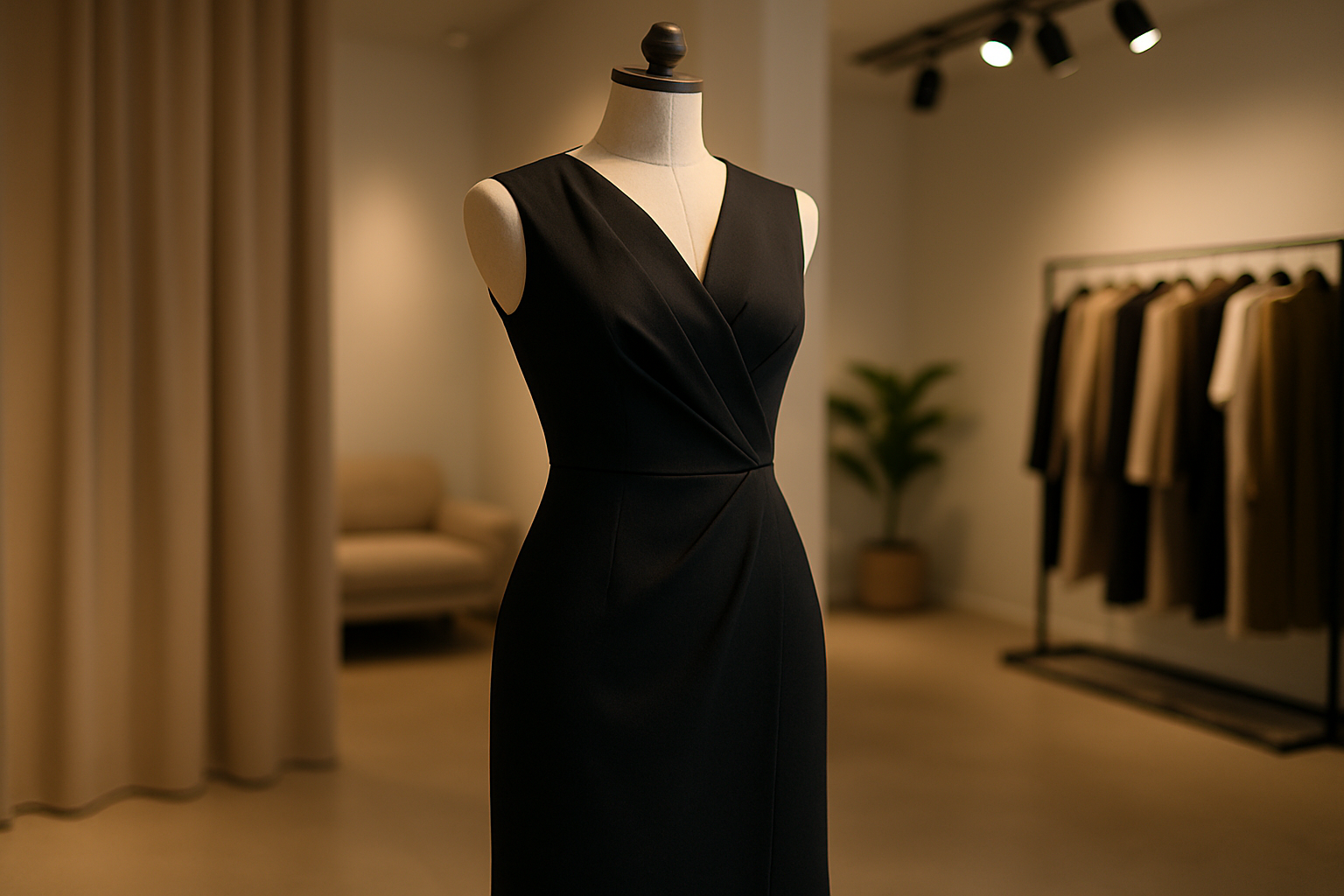 High-quality image of the featured best overall black designer dress in a styled setting