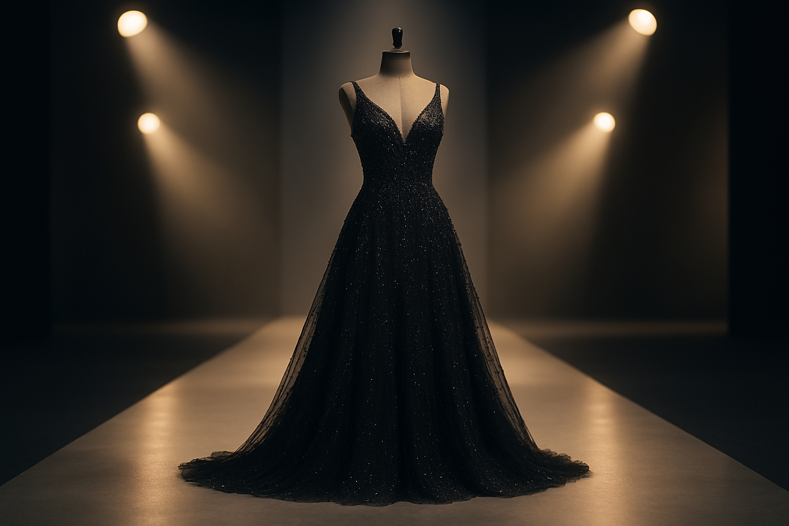 Image showcasing a glamorous gala dress by the featured designer