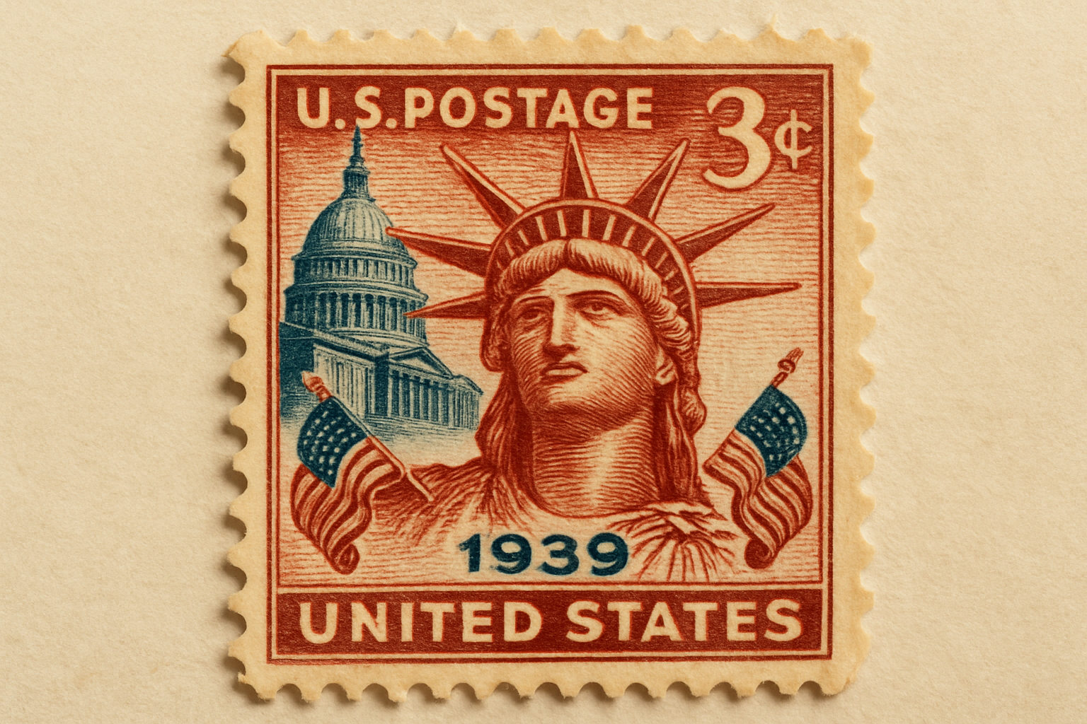 An example image of a rare 1939 stamp illustrates the intricate designs and quality that make these collectibles so prized.